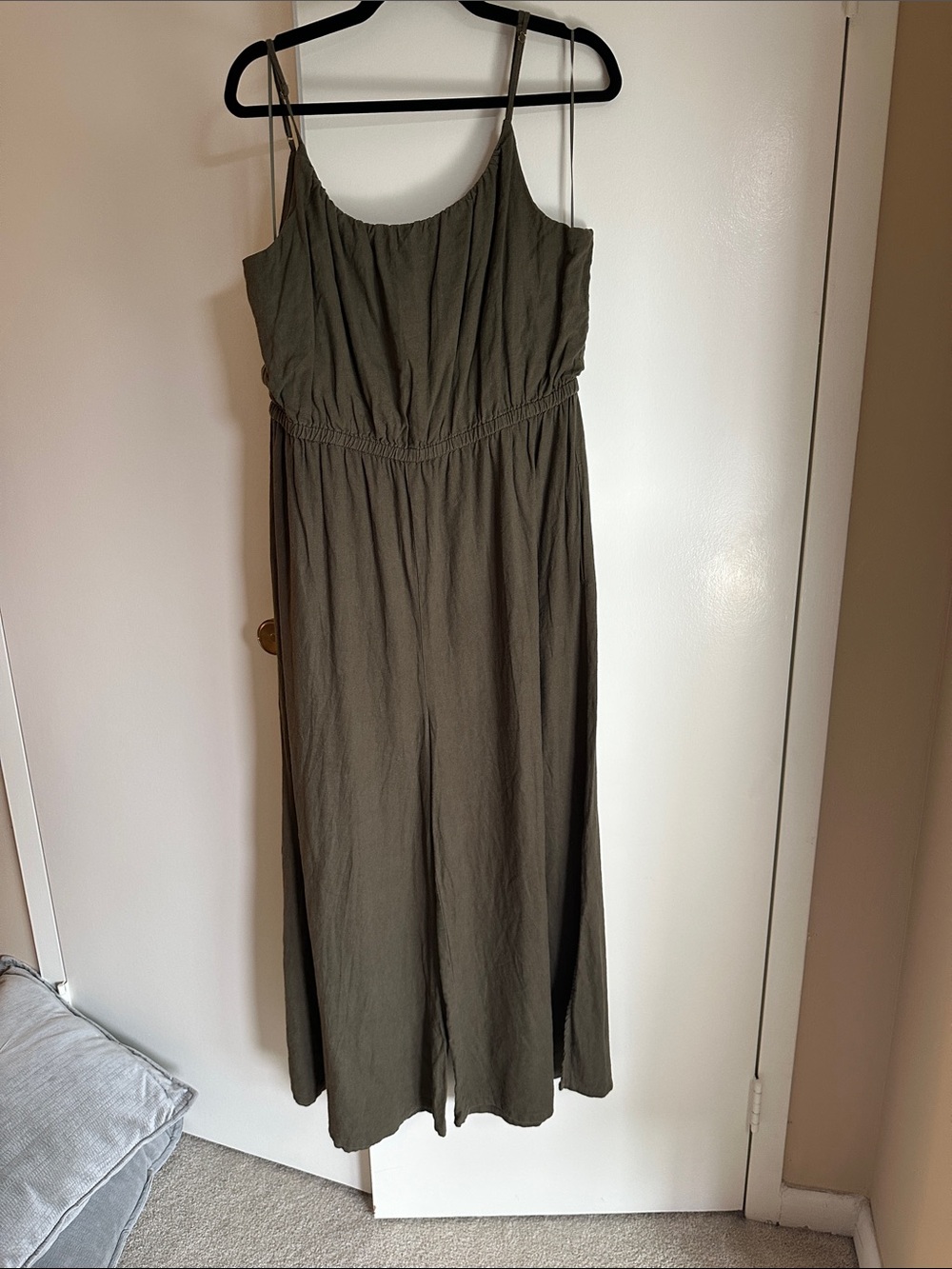 Haute Hippie Style Womens Linen Blend Strappy Wide Leg Jumpsuit